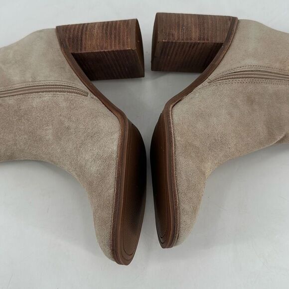 Lucky Brand Pinlope Women's Leather Suede Ankle Zip Block Heel Bootie Tan Sz 11 - Picture 3 of 10
